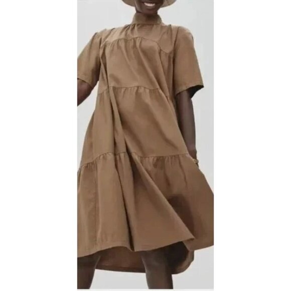 Everlane Dresses & Skirts - *NWT Everlane Women's Tiered Midi Mock Neck Dress Brown-sz Large